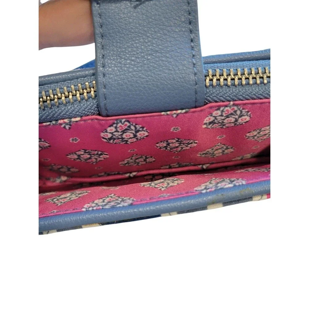 NWOT Vera Bradley Wristlet Wallet Blue/gray Pink Orange Zipper And Snap